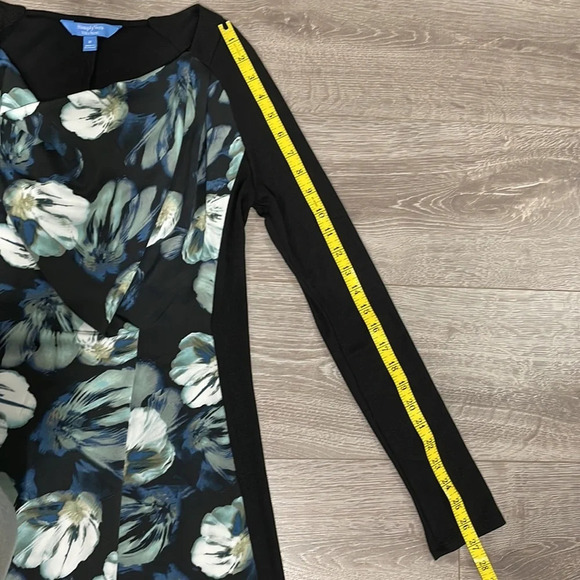 Simply Vera Vera Wang Long Sleeve Black Dress Floral Front M - Picture 11 of 14